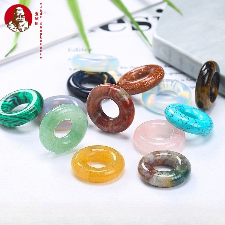 (5pcs / harga) Bagel manik-manik longgar lubang besar, batu akik kristal 5mm8mm lubang aksesoris gel