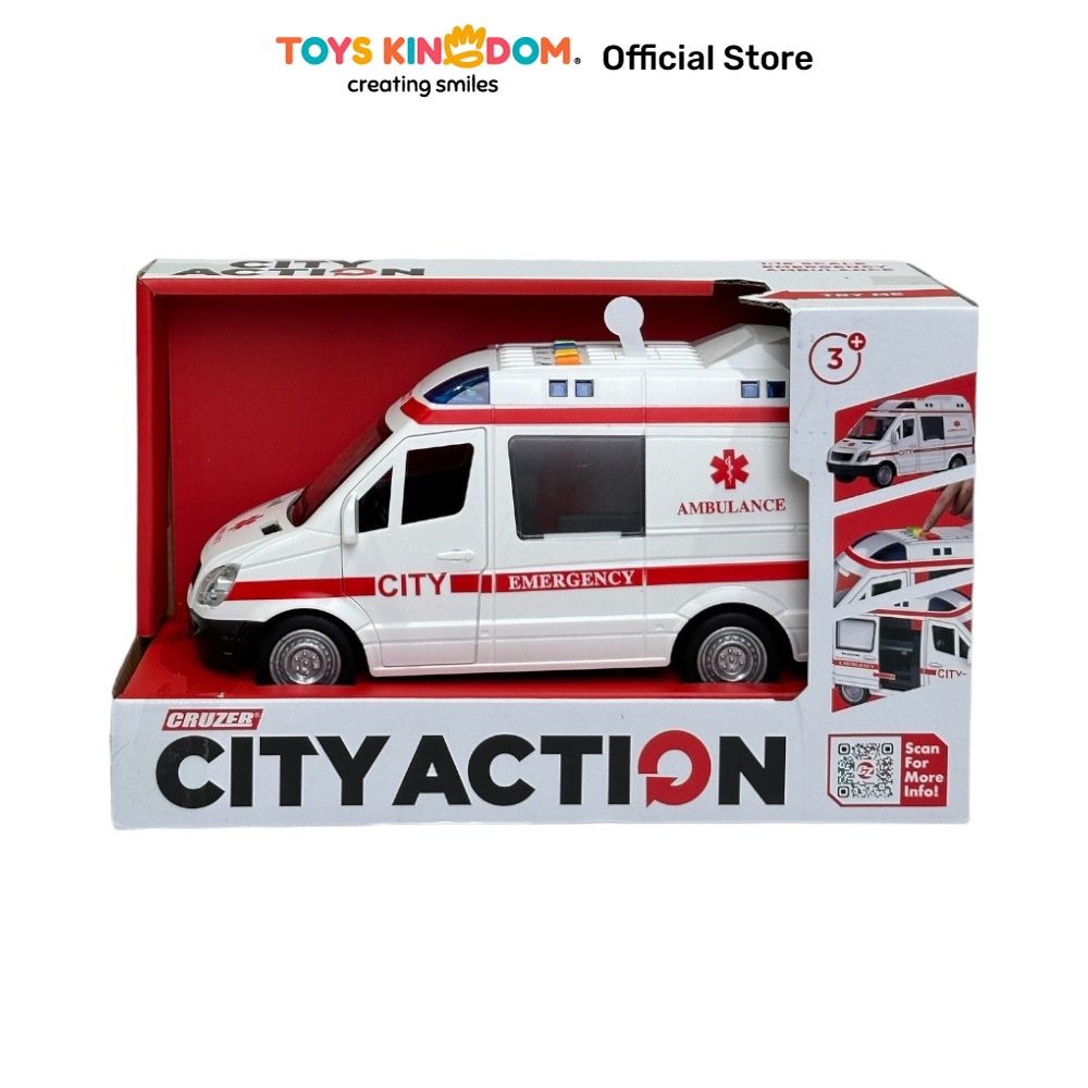 Toys Kingdom Cruzer 1:16 City Action Friction Emergency Ambulance Toys Kids Toy Mainan Anak Mobil Mo