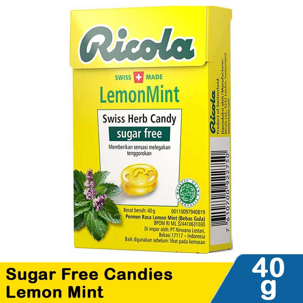 RICOLA SUGAR FREE CANDIES LEMON MINT 40g
