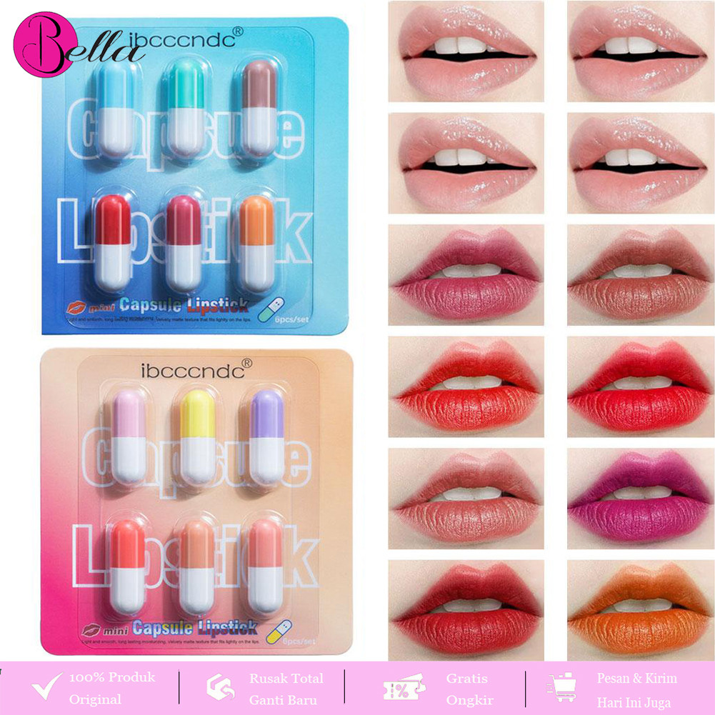 【COD】ibcccndc 6PCS/SET Lipstik Kapsul Set Lipstik Mini Lipstik Matte Beludru Yang Mudah Dibawa