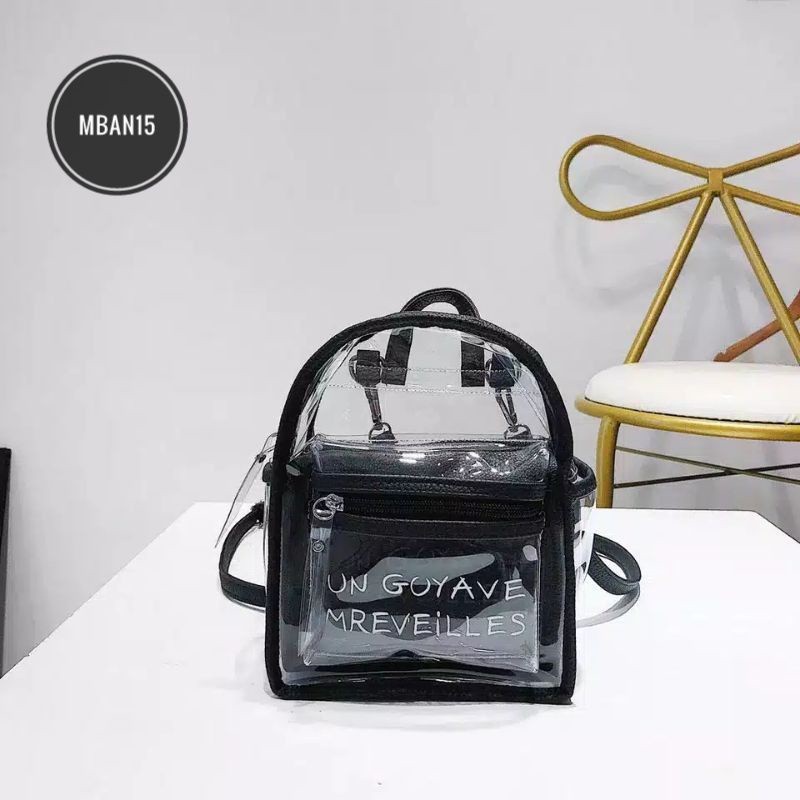 TAS RANSEL TRANSPARAN GOYAVE~TAS GOYAVE~BACKPACK FASHION WANITA~TAS RANSEL WANITA~TAS TRANSPARAN PVC