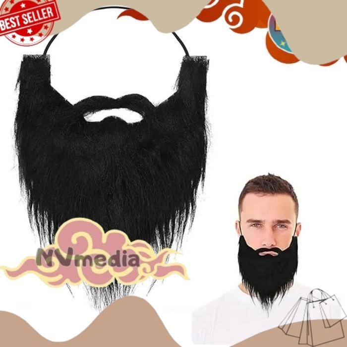 NEW PRODUK TERBARU Smile Today Jenggot Palsu /Jenggot Imitasi Palsu Hitam Untuk Kostum Cosplay Hallo