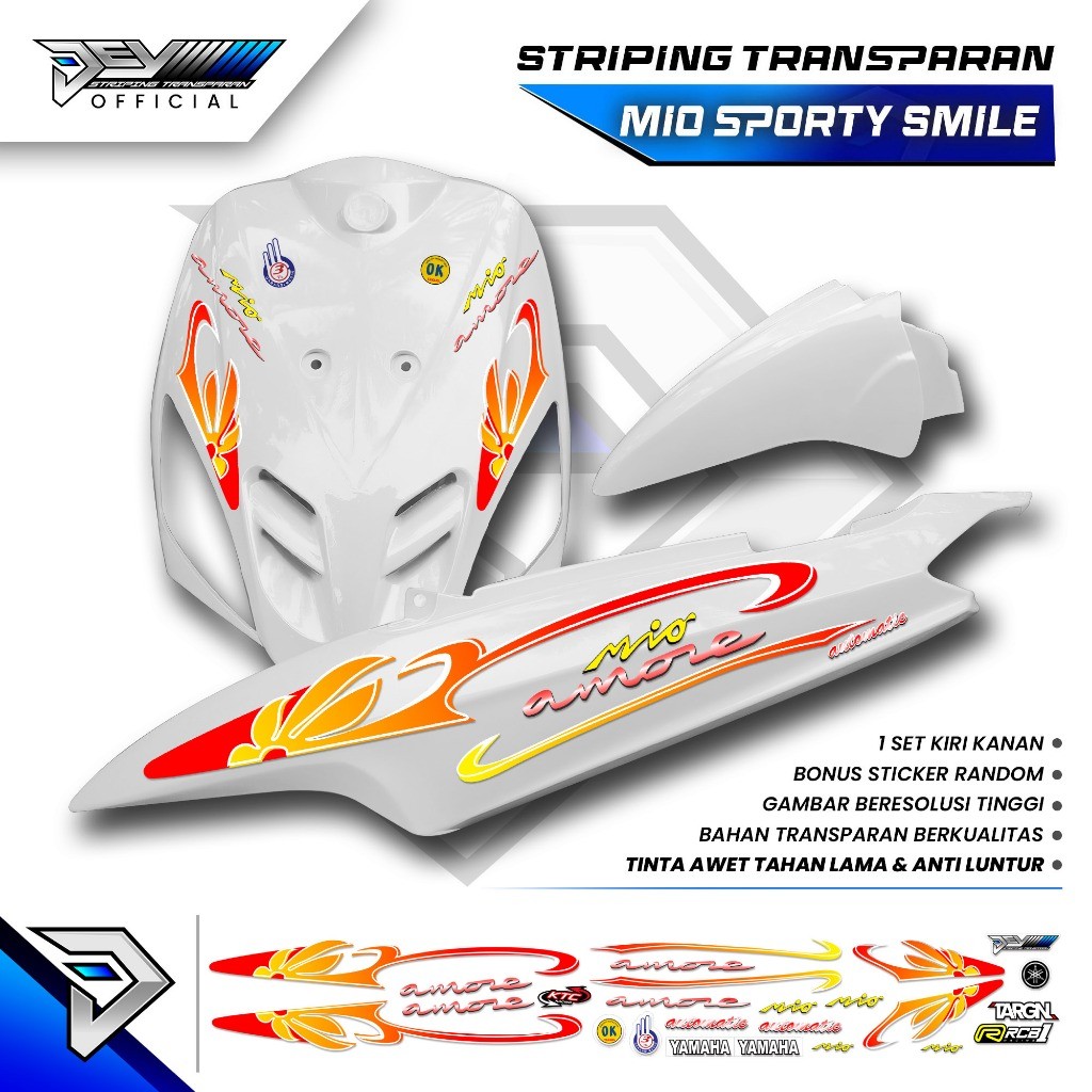 STRIPING TRANSPARAN MIO SPORTY | MIO SMILE | MOTIF BUNGA AMORE | STICKER BODY YAMAHA MIO