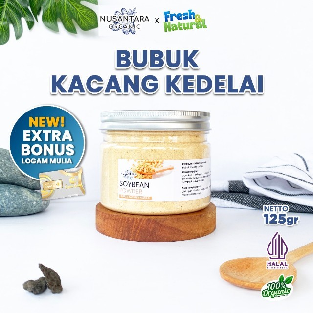 Nusantara Organic Bubuk Kedelai Soybean Milk Powder Murni Organik Tanpa Gula Susu Campuran 125gr Fre