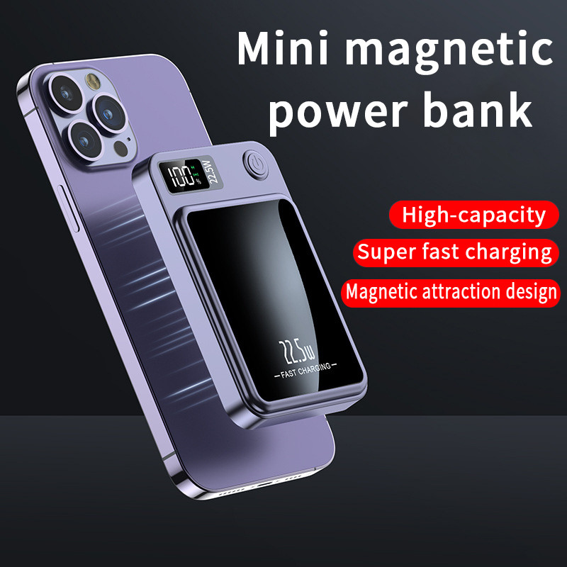 10000/20000mAh Portable Power Bank Wireless Fast Charger Large-capacity Powerbank Magnetic External 