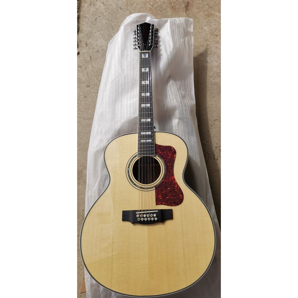 all solid wood acoustic handmade Guild style,AAAA all solid guitar F-512 natural finish 6 string gui