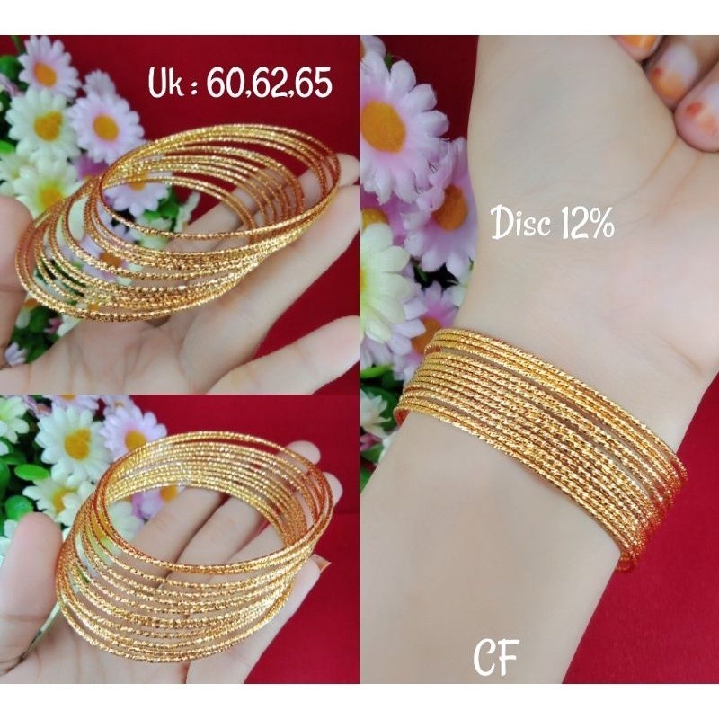 Gelang keroncong isi 12 pcs gelang   emas  anti alergi perhiasan dewasa gelang tangan dewasa anti ka