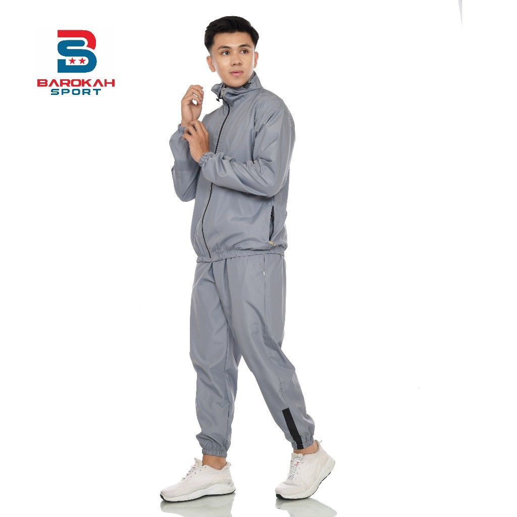 gitata980  oneset jaket celana olahraga parasut jaket sauna suit running setelan olahraga parasut jo