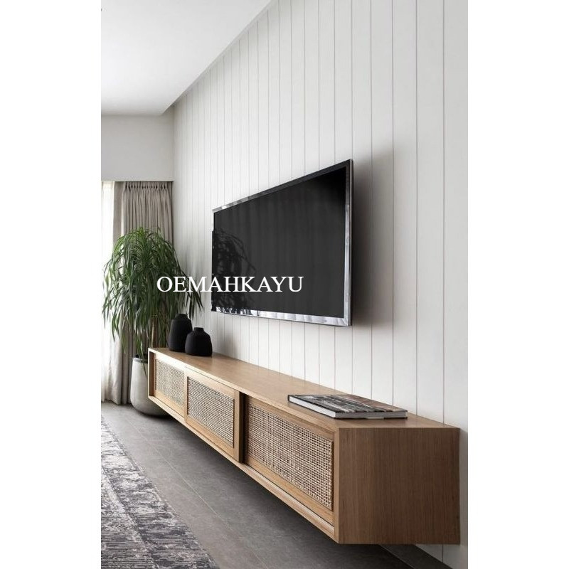 Cabinet TV  Kayu Jati Solid  Minimalis BUPET Meja Tv Gantung Dinding