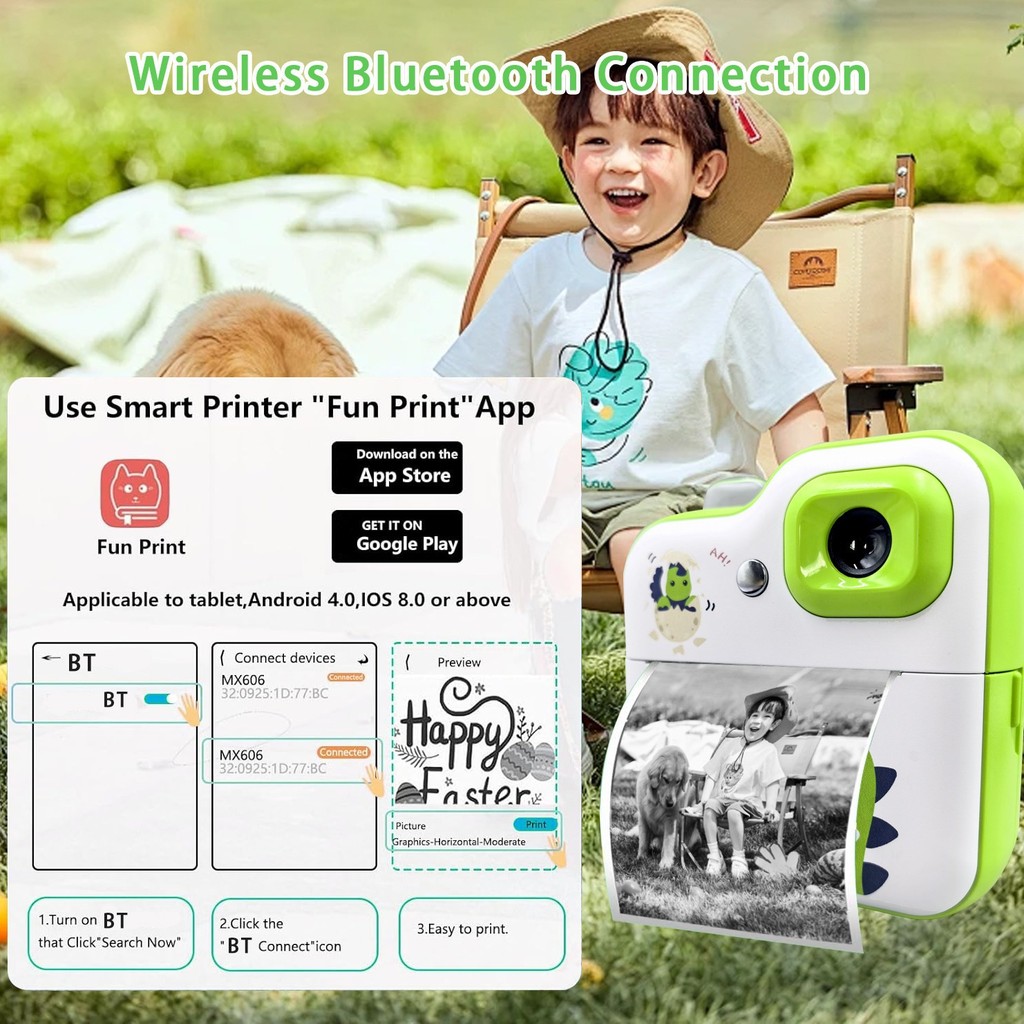 Children Digital Camera Instant Thermal Print Camera 1080 HD Inkless Thermal Print Camera Kids Early