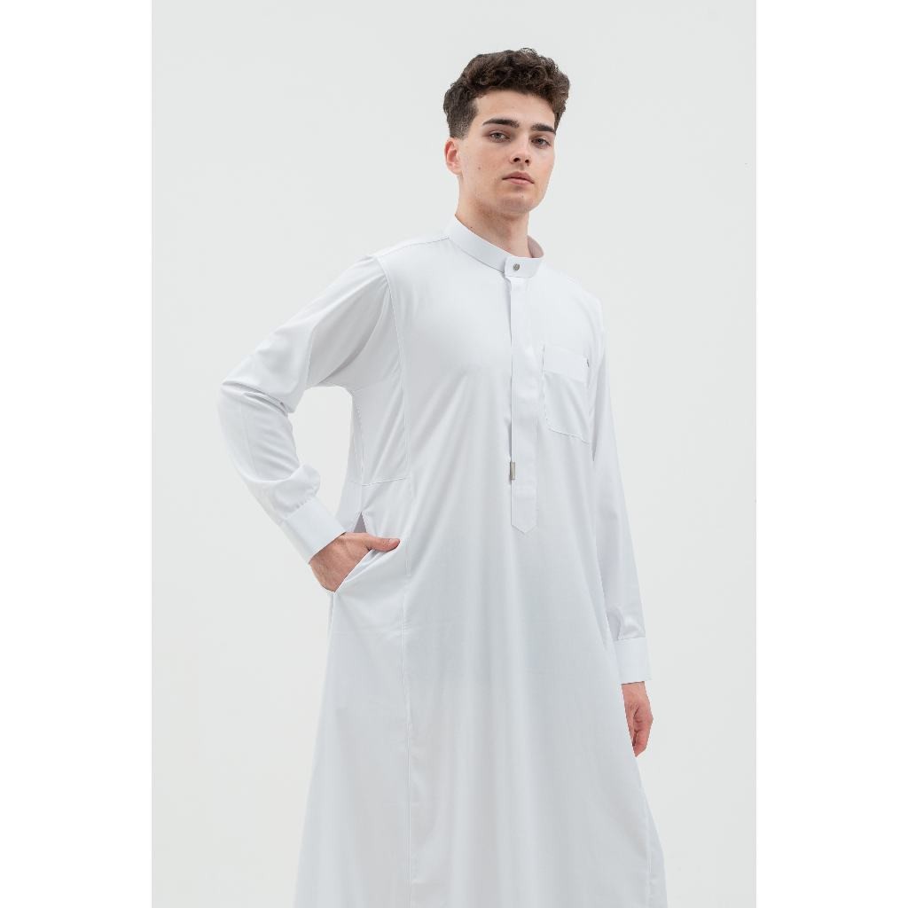 AL Haramain Series Semi Wol Thobe Thalhah Jubah / Gamis Pria Dewasa (0910-2025) | Putih
