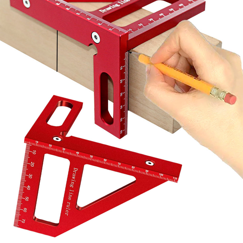 Pengaris Siku Aluminium Penggaris Siku Penggaris Woodworking Pertukangan Multi Angle
