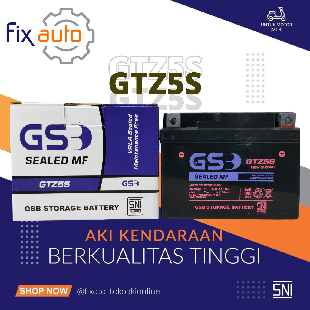 AKI Motor GS B 3.5Ah 12V GTZ5S Aki Kering Sealed MF