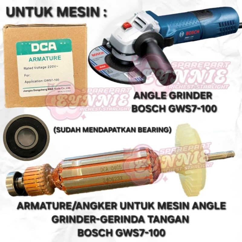 ARMATURE BOSCH GWS7100 GWS7 100 GWS7-100 ANGKER BOSCH GWS7100 GWS7-100 ARMATURE ANGKER UNTUK MESIN G