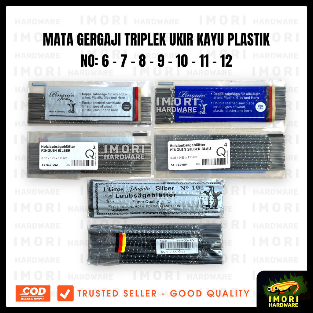 [12 pcs] PINGUIN Mata Gergaji Triplek Penguin Silber Ukir Kayu 6789101112