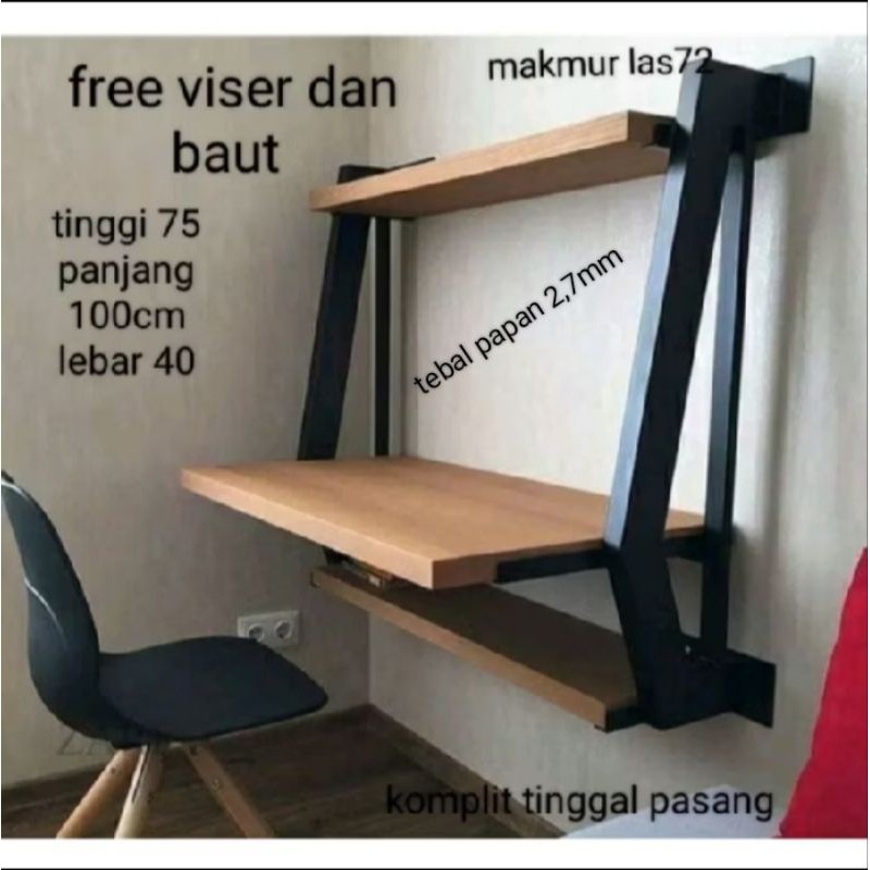 BES - meja kerja komputer dinding  kayu solid meja belajar dinding minimalis modern