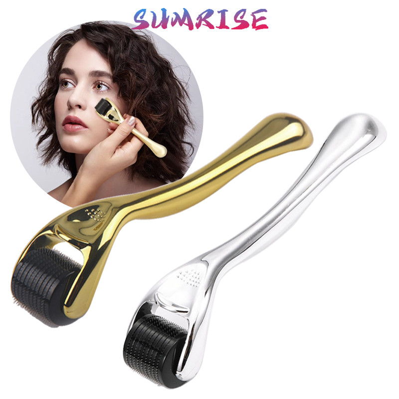 Alat Micro Needle Dermaroller Wajah 540 Mata Handle Emas 0.5mm untuk Facial Care Serap Produk Lebih 