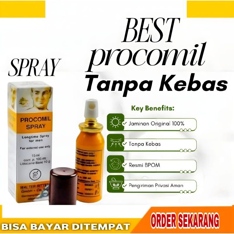 (Spray)PROCOMIL SPRAY 100% ORIGINAL OBAT SEMPROT PRIA ASLI TAHAN LAMA  ISI 15 ML(PRIVASI TERJAGA)
