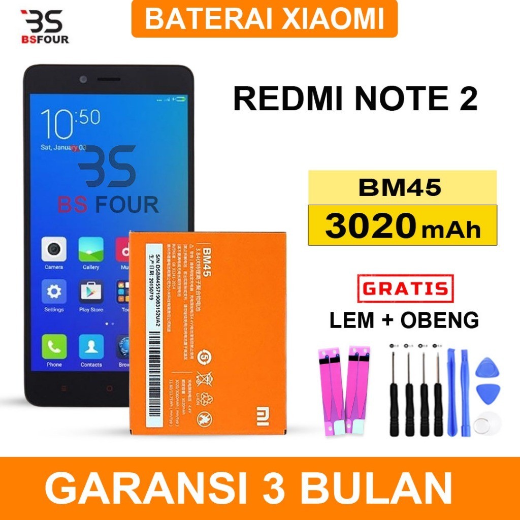 BATERAI BATRAI XIAOMI REDMI NOTE 2 BM45 ((FREE OBENG+LEM))