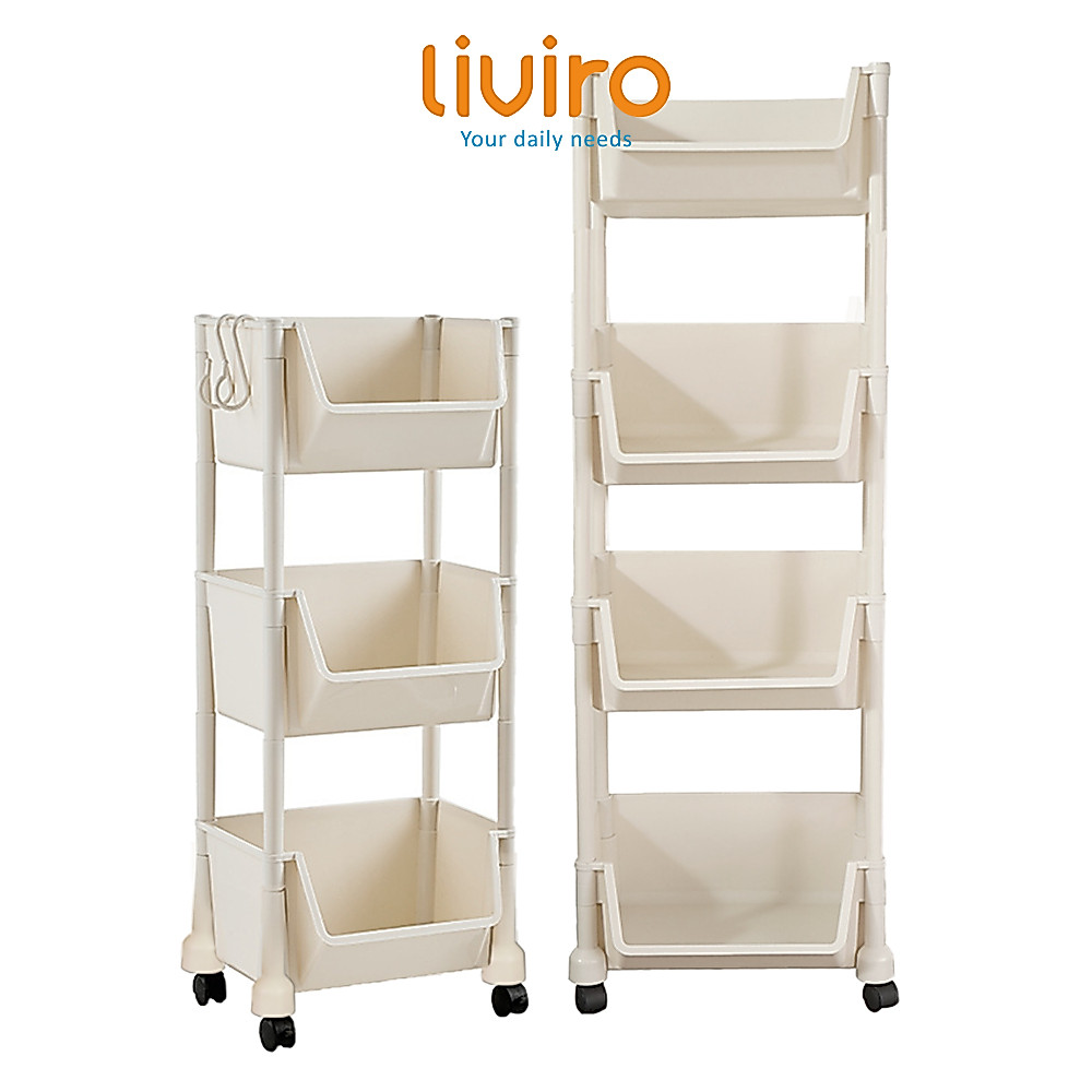 Liviro Rak Troli Aesthetic Roda Dorong 4 Susun 5 Tingkat Penyimpanan Serbaguna Kokoh