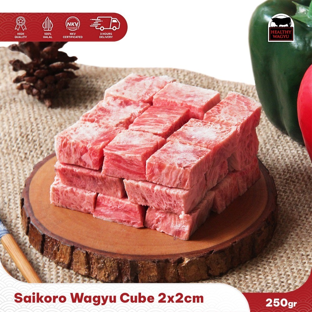 Saikoro Wagyu Cube Daging Saikoro Kotak 2cmx2cm 250gr Healthy Wagyu