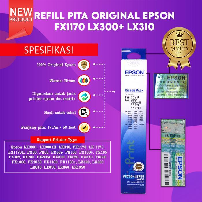 Epson SO15264 8750 Pita Ribbon Cartridge Printer LX300 LX300+II LX-300 / Pita refil isi ulang LX310 