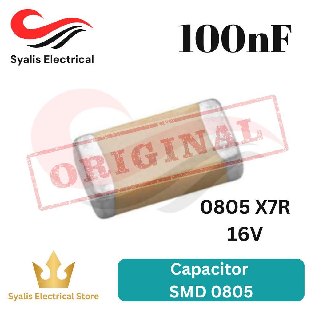 Kapasitor 0805 100nf Capasitor 100 nf SMD 16V [ Syalis ]