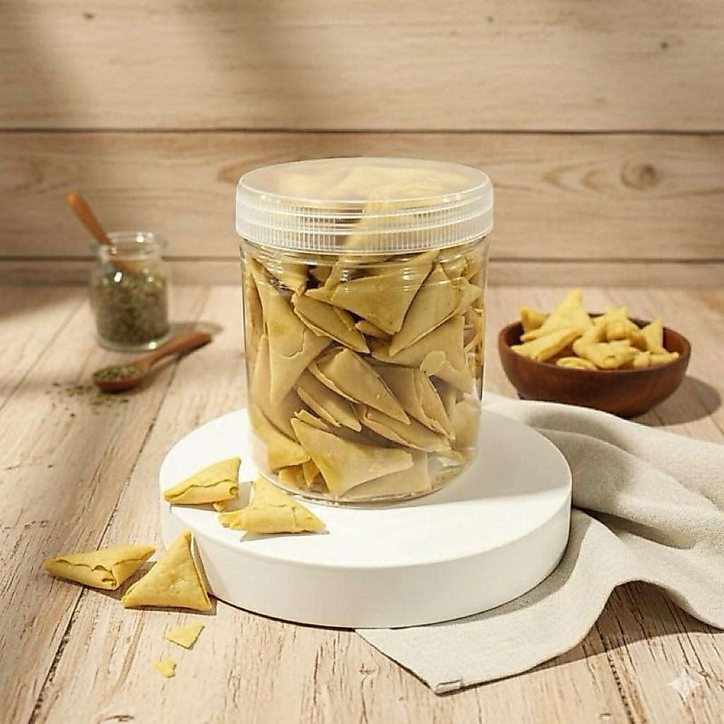 SAMOSA SEGITIGA TOPLES tabung 600 ml samosa abon udang renyah gurih snack camilan kiloan 250 gram
