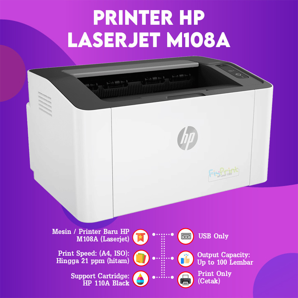 FixPrint Printer Monochrome HP 108a Printer Laserjet 108w Wireless Original M108A M108W 107A 107W / 