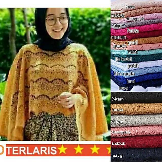 BDG-OUTER BROKAT MODEL BATWING KEBAYA CAPE JUMBO PAGER AYU WISUDA BRIDESMAIDS LAVENDER UNGU GOLD MOC