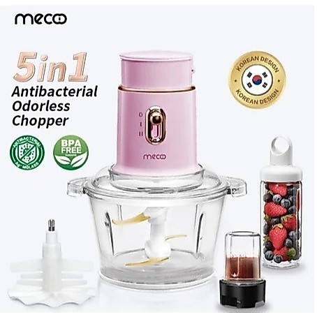 Mecoo Aesthetic 5 in 1 Antibacterial Odorless Chopper / Baby Food Processor / Chopper Daging MECOO- 