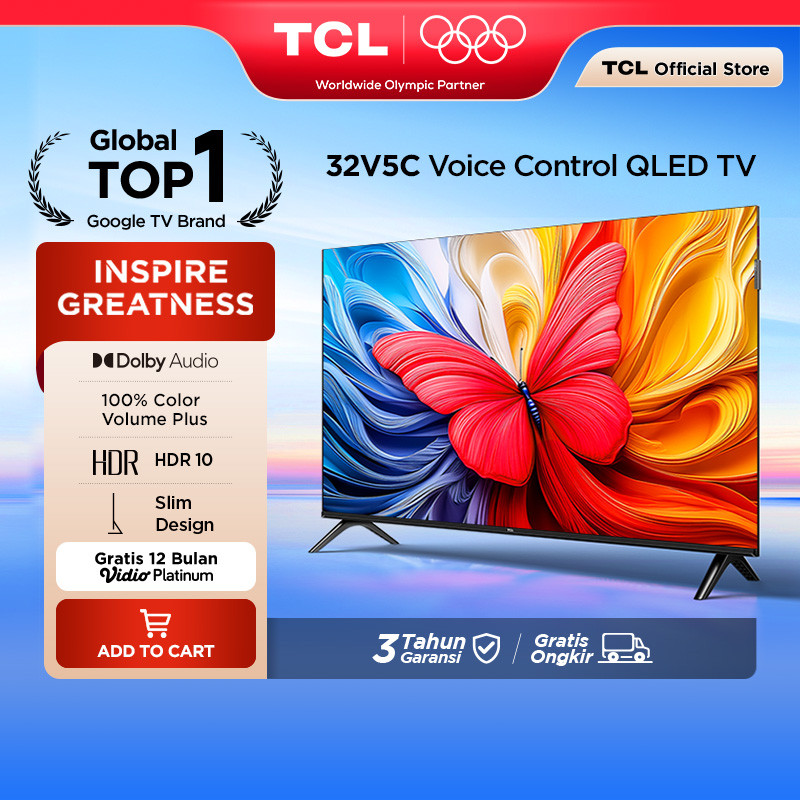 TCL Ultimate QLED FHD TV 32 inch V5C - HDR 10 - Dolby Audio - Google Play/Netflix/Youtube/Disney+Hot
