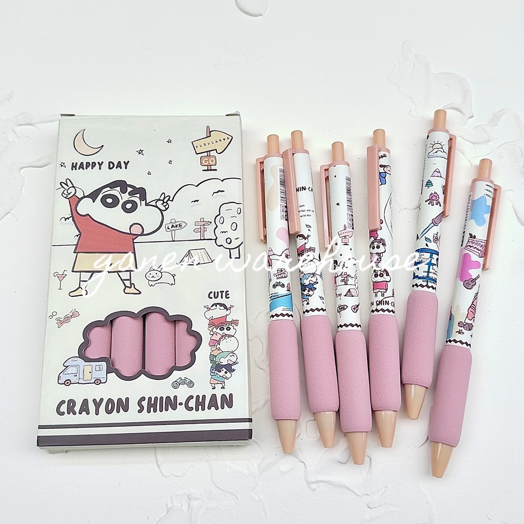 

[GW] Crayon Shinchan 6 Pena Cair Mekanik Pulpen Tinta Hitam Kartun