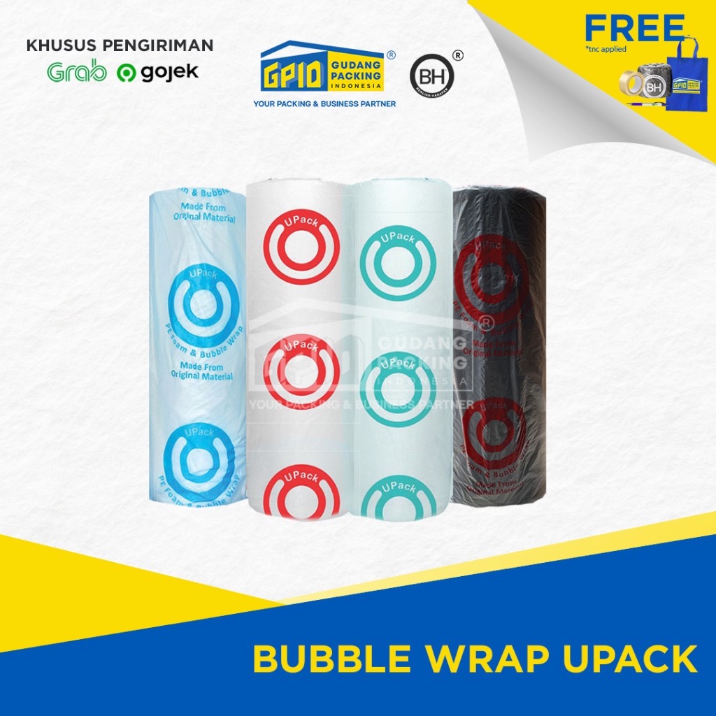 

(GOSEND/GRAB) U-PACK - Bubble Wrap Tebal Hitam / Putih 125cm x 50 m