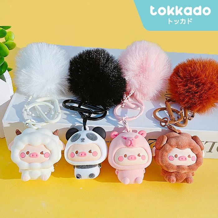 TOKKADO Piggy Costume Bag Charm Keychain Gantungan Kunci Aksesoris Tas Doll Pig Bola Boneka Babi Luc