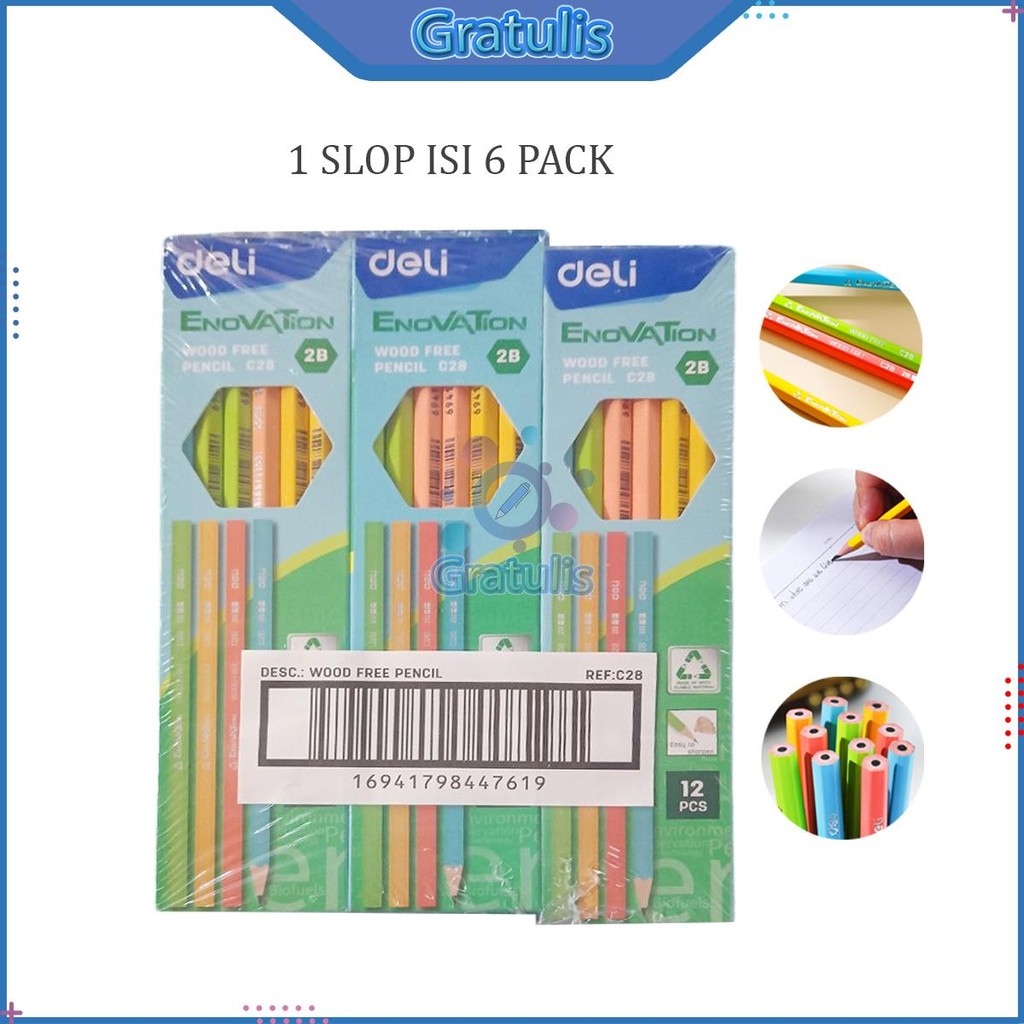 

PENSIL 2B ENOVATION DELI [6 PAK] / ALAT TULIS SEKOLAH / PINSIL PENGSIL PINGSIL 2 B 1/2 GROSS
