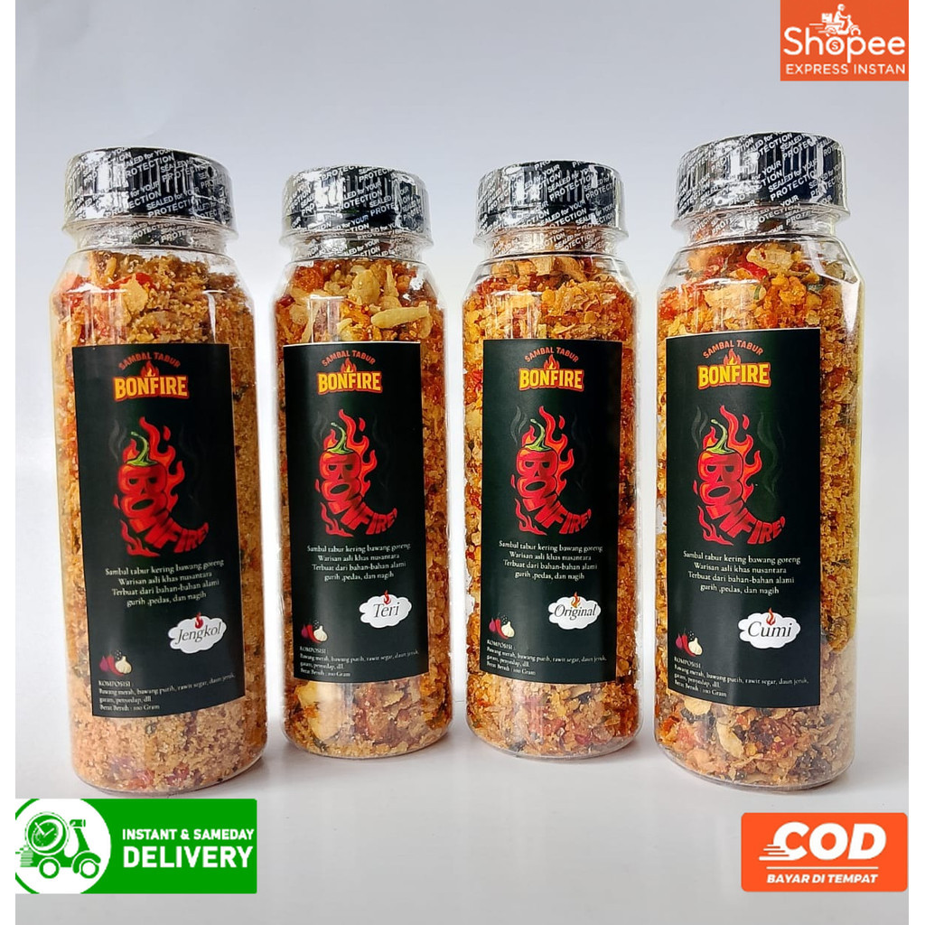 

Bonfire Sambal Awur Tabur Kering Daun Jeruk Bawang Goreng Siap Saji 100g ORIGINAL TERI CUMI JENGKOL