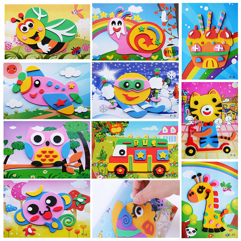 

5Pcs/10Pcs/Lot Kids DIY 3D EVA Foam Sticker Cartoon Animal Multi-patterns Styles Puzzles Game Art Craft Early Educational Toys