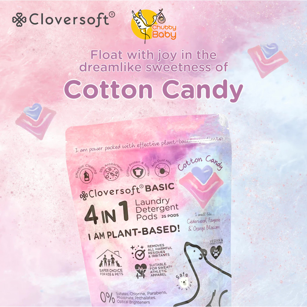 Cloversoft 4 In 1 Anti Dust Mite Basic Laundry Capsules (Cotton Candy) 25 Pods