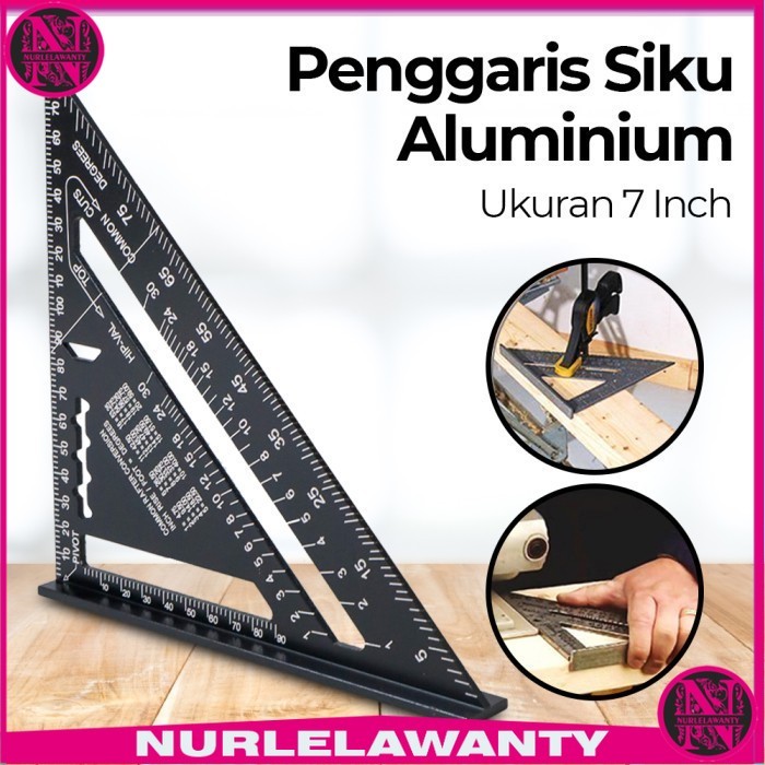 

- VKTECH Penggaris Siku Mistar Triangle Ruler Aluminium 7 Inch - A10D01 -