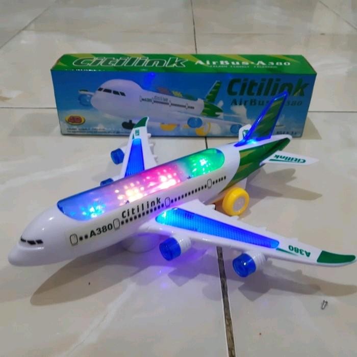 Promo Murah mainan pesawat terbang citilink bisa jalan lampu dan suara batre - miniatur plane batera