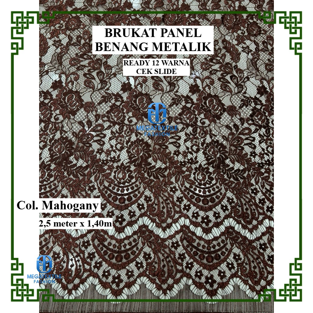 Lace Panel LuxorY Benang Metalik / Brukat metalic / Brukat semi francis / Kain Brukat