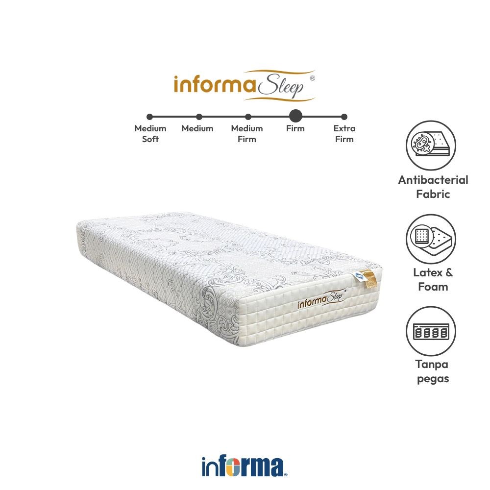 Informa Sleep 90x200x25 cm Sanipedic Kasur Latex Hard Foam - Putih Spring Bed Matras Latex Kasur Nya