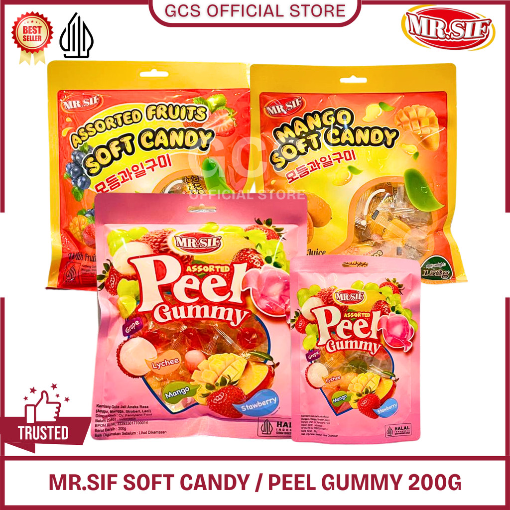 

MR.SIF Soft Candy Peel Gummy Assorted Permen Lunak Kupas Rasa Buah Manga 200g / 152g