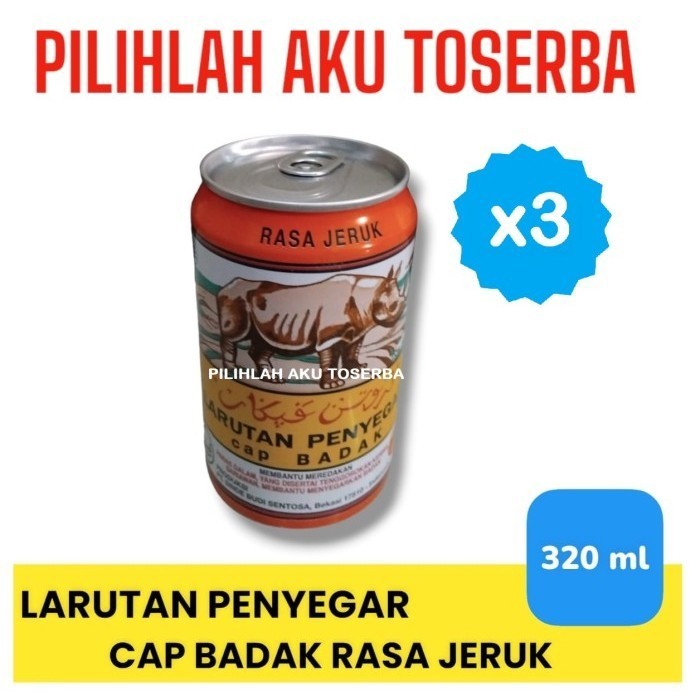 

Larutan Penyegar CAP BADAK Rasa JERUK KALENG 320 ml - ( HARGA 3 Kaleng )