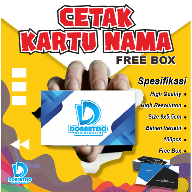 

CETAK KARTU NAMA/NAME CARD, 100pcs + Box, Free Desain