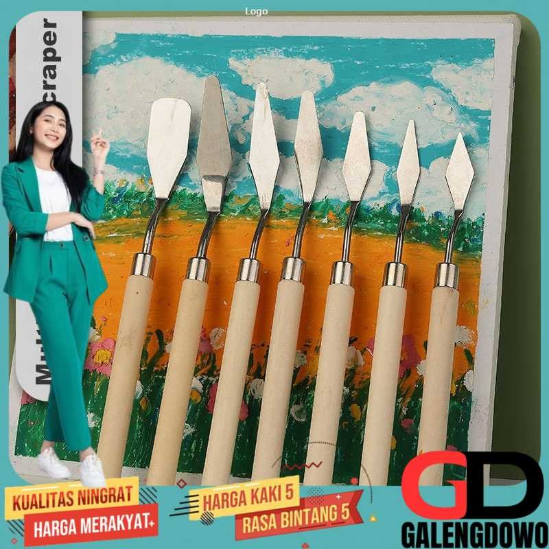 

JOWOART Pisau Palet Lukis Cat Akrilik Painting Scraper Knife 7 PCS - JW7