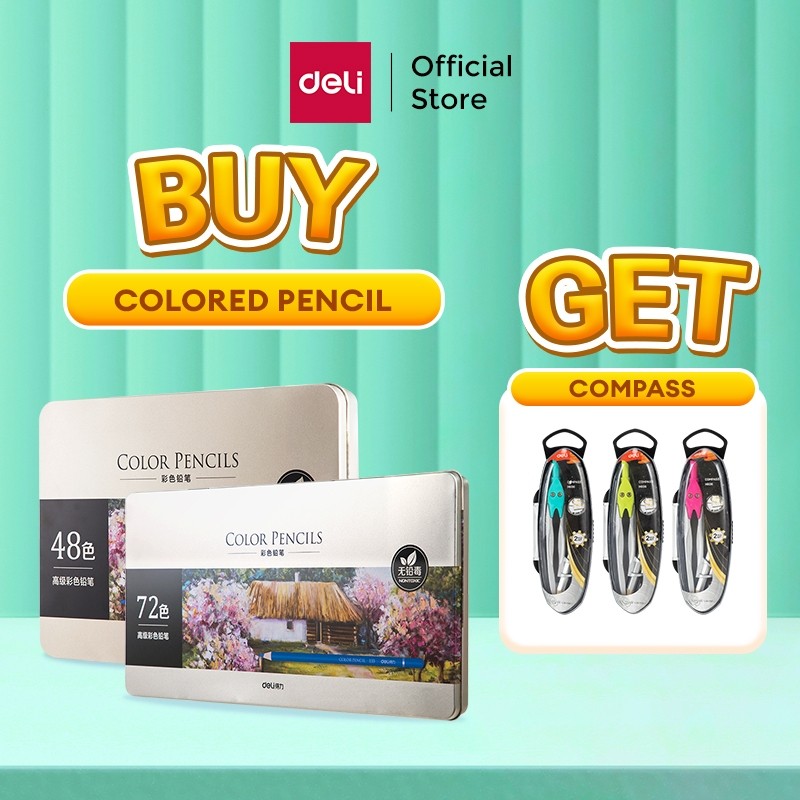 

Deli High-grade Oil Pencil Color Pensil Warna Minyak 48/72 Warna 6567 6568