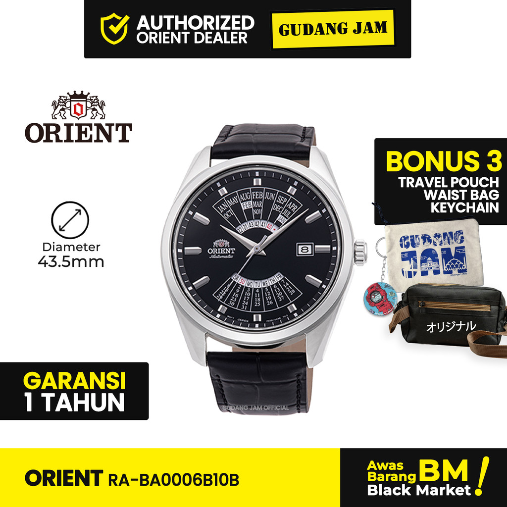 Jam Tangan Pria Orient RA-BA0006B10B Automatic Calendar Multi Year Black Leather