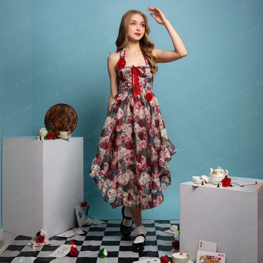 Aliciacouture - Wonderland Collection - Madamoile Dress - Floral Chiffon Ruffle Dress - Garden Party